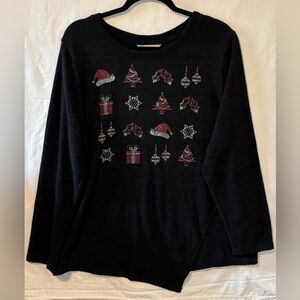 CJ Banks Holiday Women’s 2X Black Long-Sleeve Lightweight  Sweater Tunic